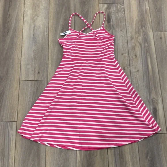 NWT OLD NAVY Pink White [ TALL ] Striped Dress MED TALL - Picture 3 of 10